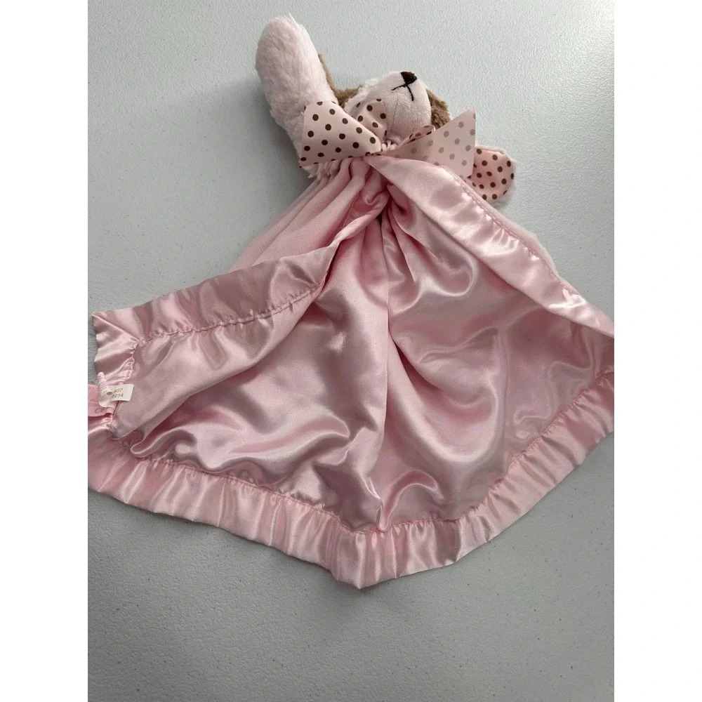 Bearington Baby Collection Pink Dog Security Blanket Lovey Wiggles Satin Girl‎